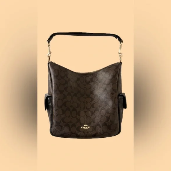 Coach Pennie Signature Canvas Pebble Leather Shoulder Bag - Picture 3 of 7